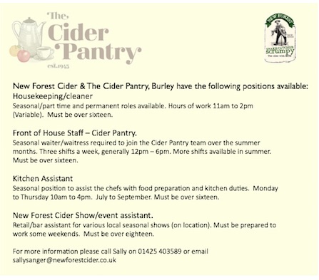 Job Opportunities at New Forest Cider & The Cider Pantry